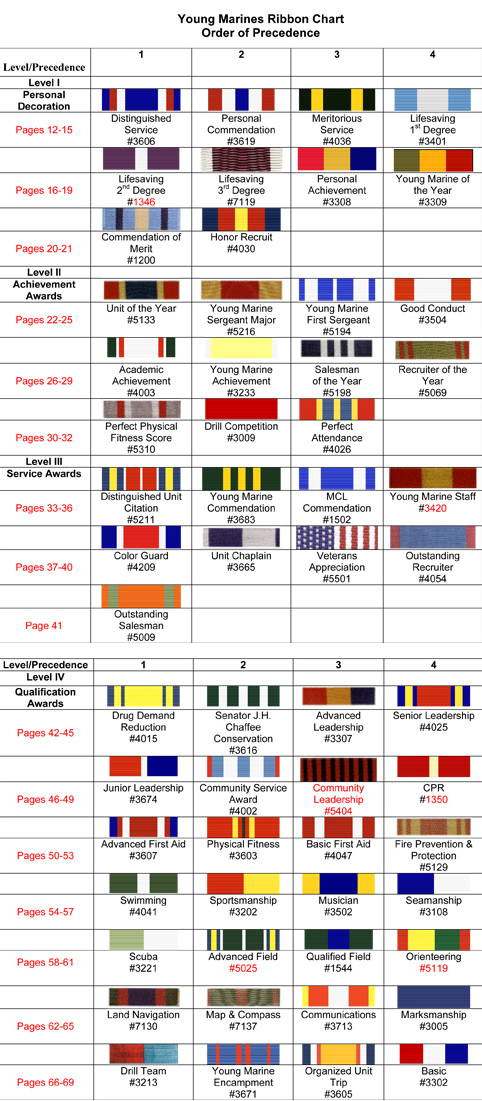 Young Marines Ribbons Chart